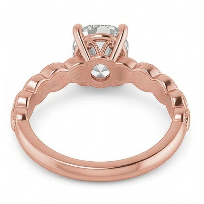 Anello Solitario In Oro Rosa Ovale Con Genuino Diamante Naturale Autentico ( non creato in laboratorio ) Taglio Miniera 3,25 Carati