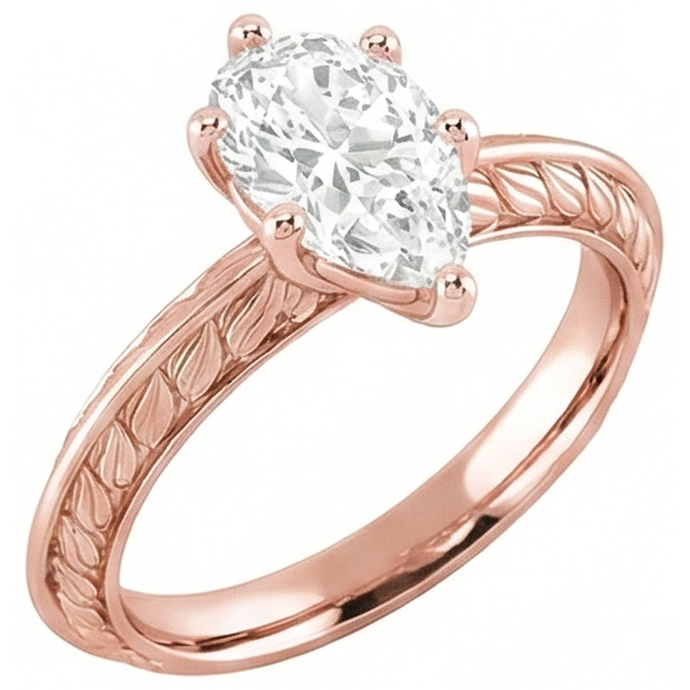vero pear diamante 3.50carati anello angolo laterale