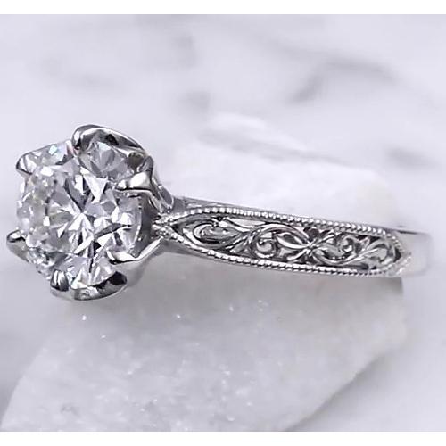 Anello Solitario Miligrain 2 Carati Reale Diamante Filigrana