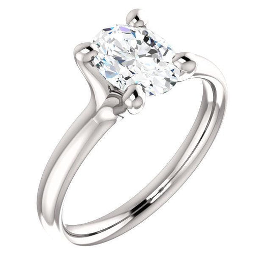 Anello Solitario Naturale Diamante 3.50 Carati Gambo Diviso Oro Bianco 14K