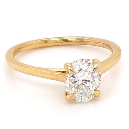 Anello Solitario Naturale Diamante Ovale 1 Carato Gioielli In Oro Giallo Novità