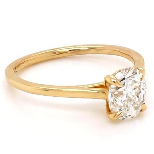 Anello Solitario Naturale Diamante Ovale 1 Carato Gioielli In Oro Giallo Novità
