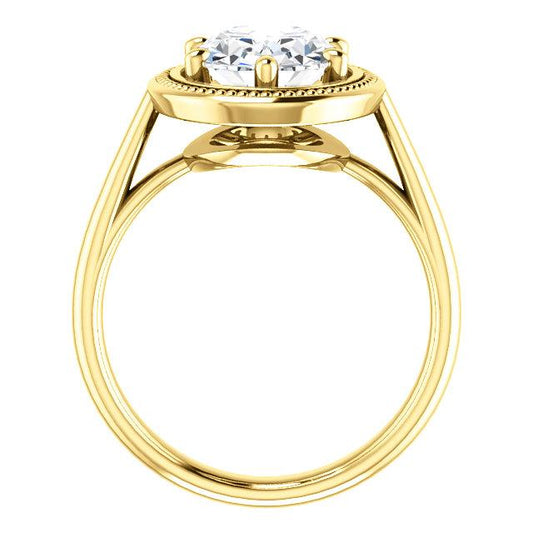 Anello Solitario Naturale Diamante Stile Vintage 4 Carati Oro Giallo 14K