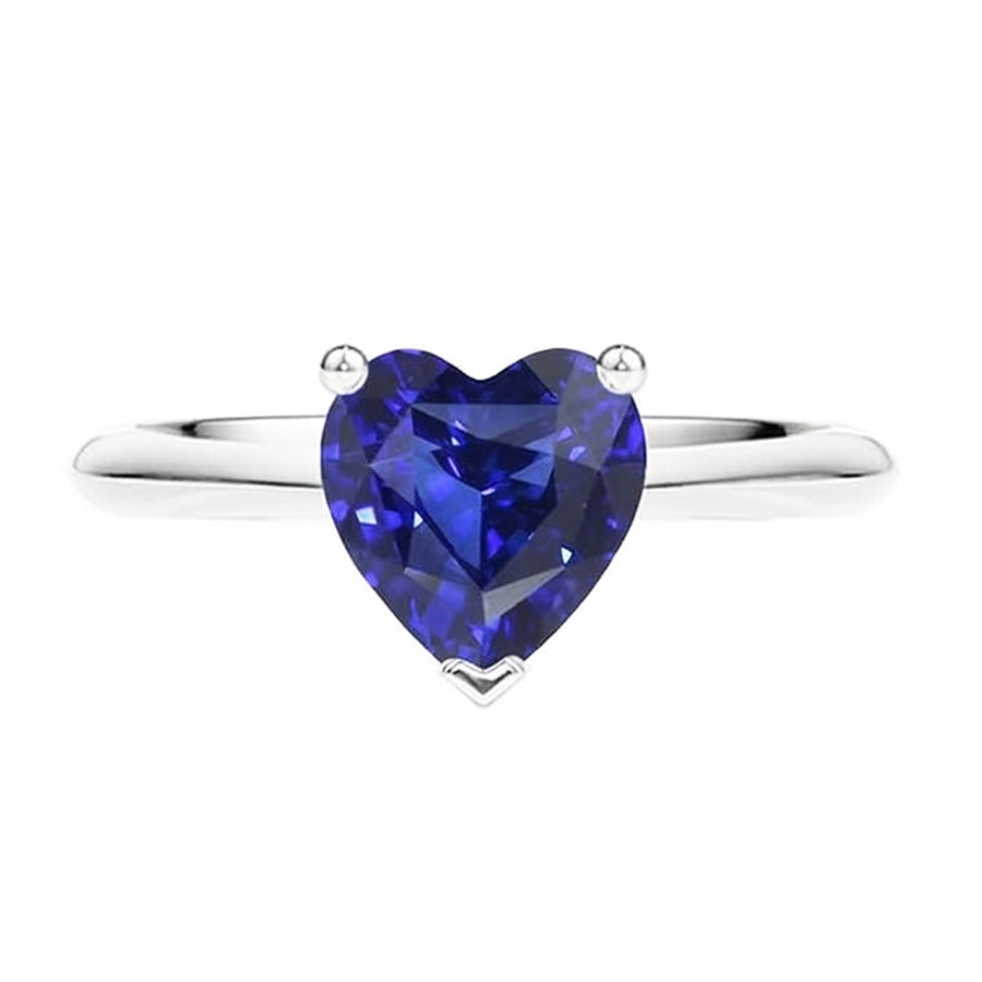 Anello Solitario Oro Bianco Zaffiro di Ceylon a Forma di Cuore 2.50 Carati