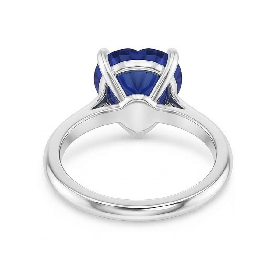 Anello Solitario Oro Bianco Zaffiro di Ceylon a Forma di Cuore 2.50 Carati