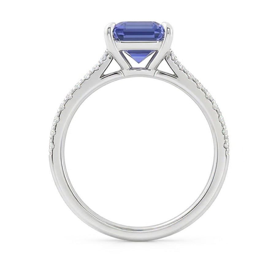 vero round diamante 3.50carati anello vista di profilo