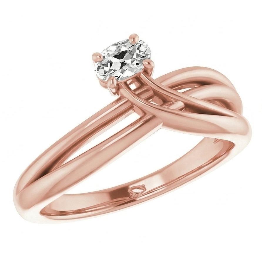 Anello Solitario Ovale In Oro 14K Vecchio Naturale Diamante Naturale Autentico ( non creato in laboratorio ) Europeo 2 Carati Gioielli