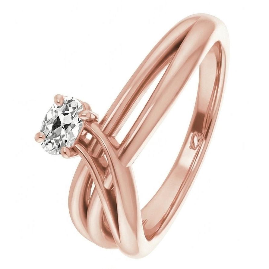 Anello Solitario Ovale In Oro 14K Vecchio Naturale Diamante Naturale Autentico ( non creato in laboratorio ) Europeo 2 Carati Gioielli