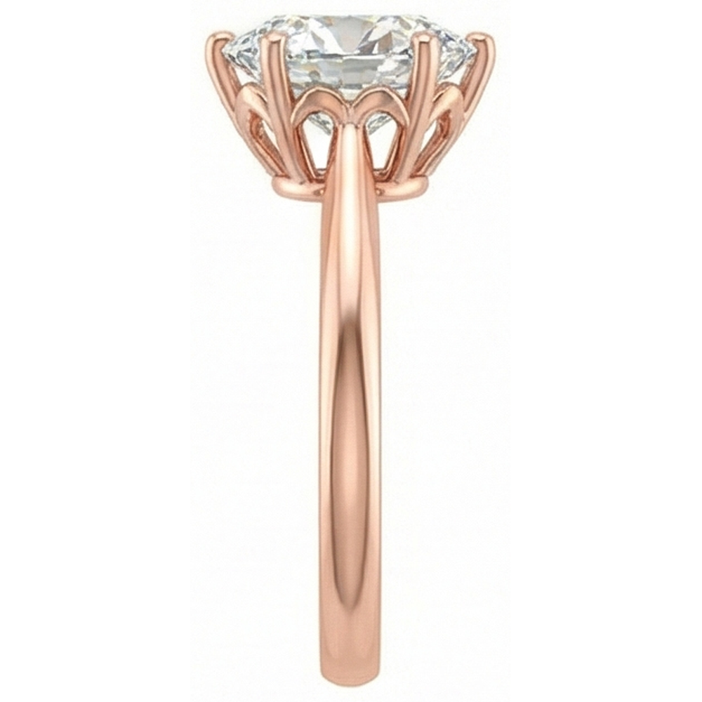 Anello Solitario Ovale Old Mine Cut Genuino Diamante Naturale Autentico ( non creato in laboratorio ) 6 Prong Set 3 Carati Oro