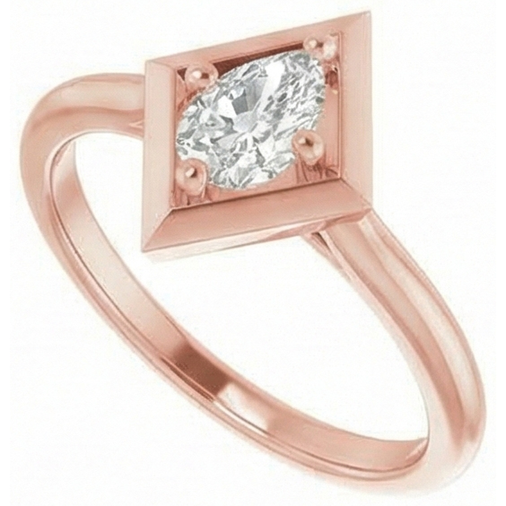 Anello Solitario Ovale Vecchio Genuino Diamante Naturale Autentico ( non creato in laboratorio ) Europeo Stile Aquilone 1.55 Carati