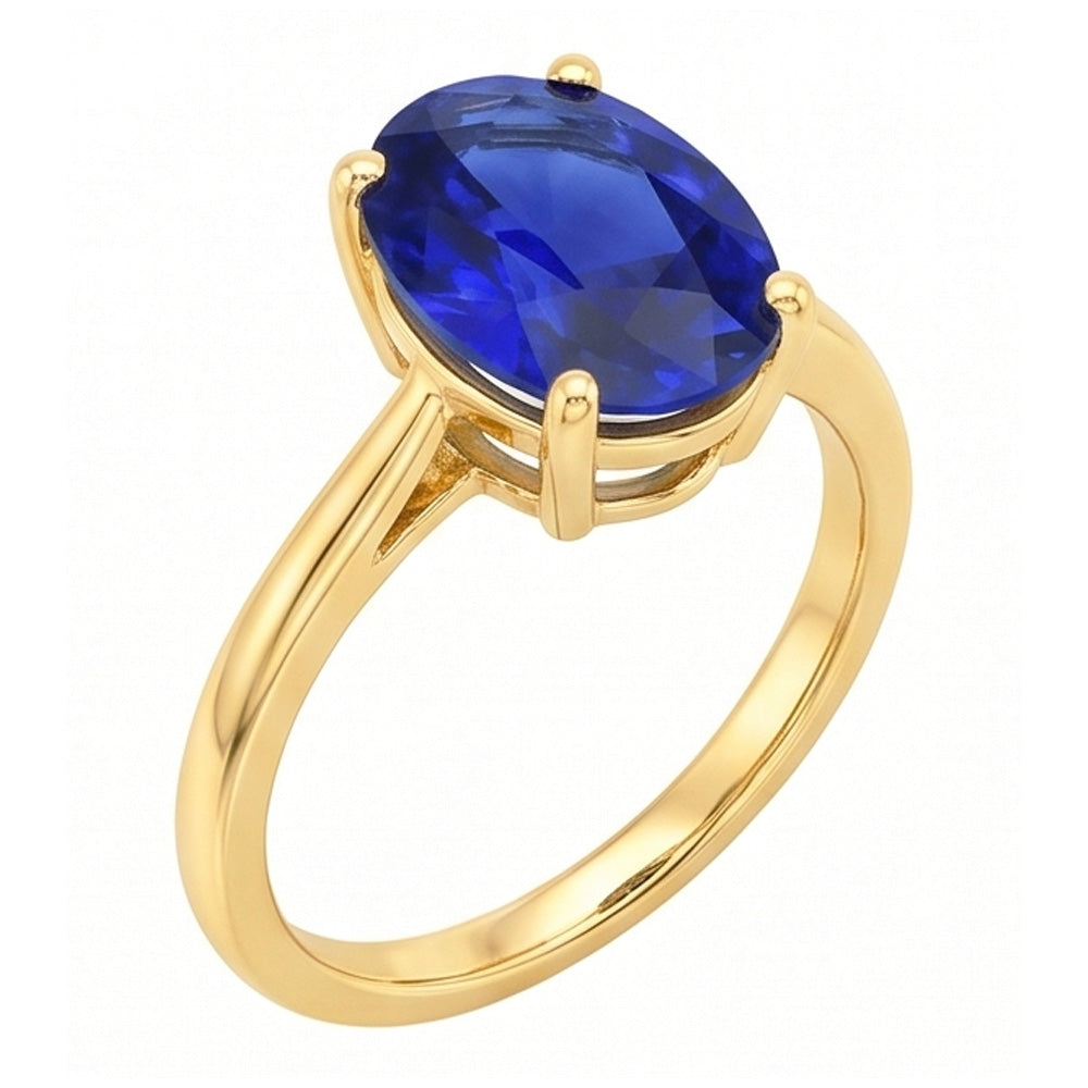 Anello Solitario Ovale Zaffiro Sri Lanka 2 Carati Oro Giallo