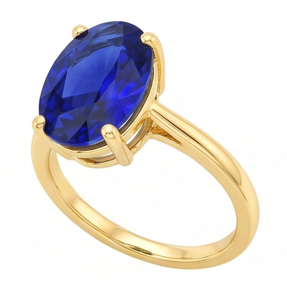 Anello Solitario Ovale Zaffiro Sri Lanka 2 Carati Oro Giallo