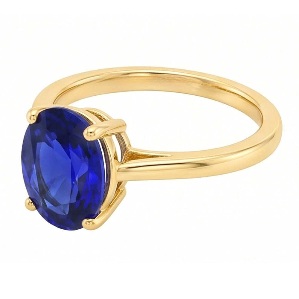 Anello Solitario Ovale Zaffiro Sri Lanka 2 Carati Oro Giallo