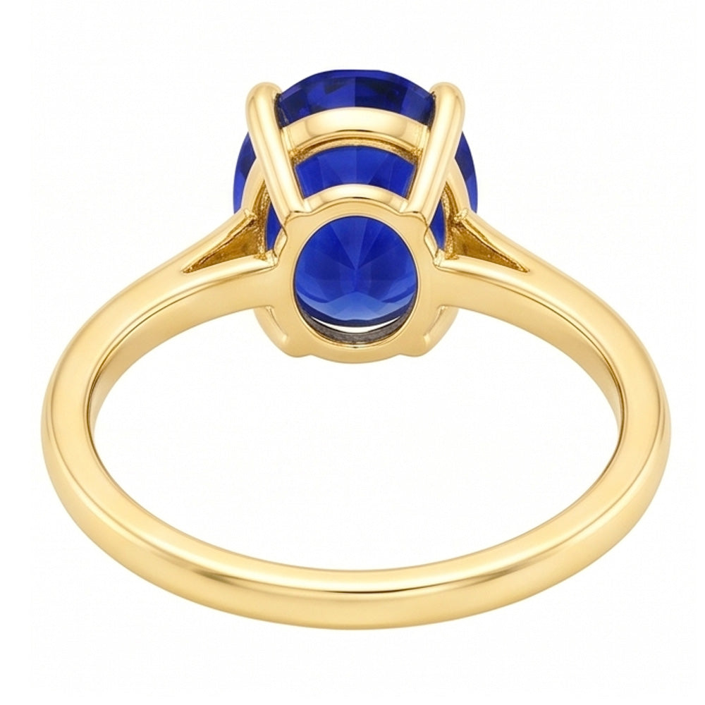 Anello Solitario Ovale Zaffiro Sri Lanka 2 Carati Oro Giallo