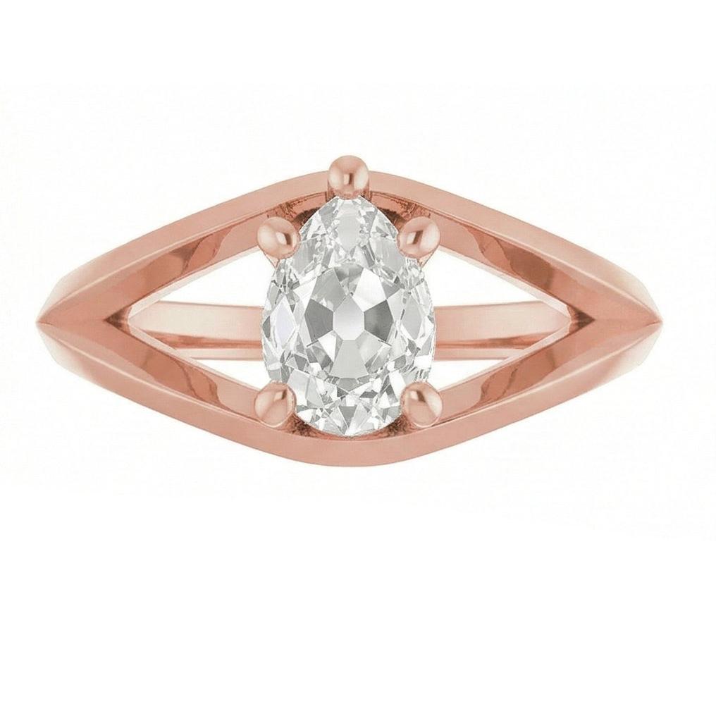 vero pear diamante 1.50carati anello angolo laterale