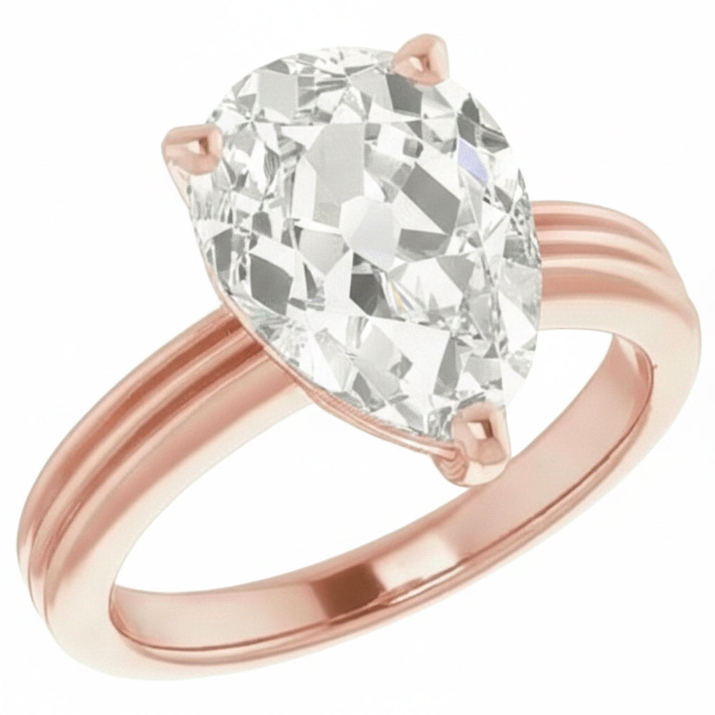 vero pear diamante 5carati anello angolo laterale