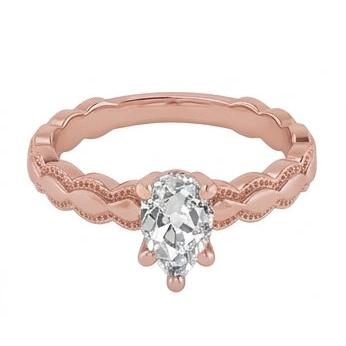Anello Solitario Pera Vecchio Minatore Vero Diamante Naturale Autentico ( non creato in laboratorio ) 1,50 Carati Gioielli In Oro Rosa