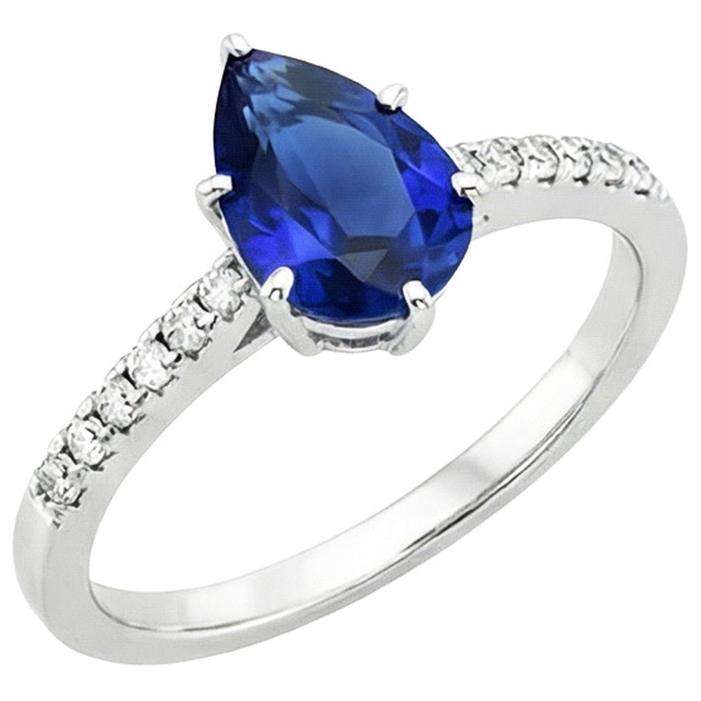 vero pear diamante 5carati anello dettaglio ravvicinato