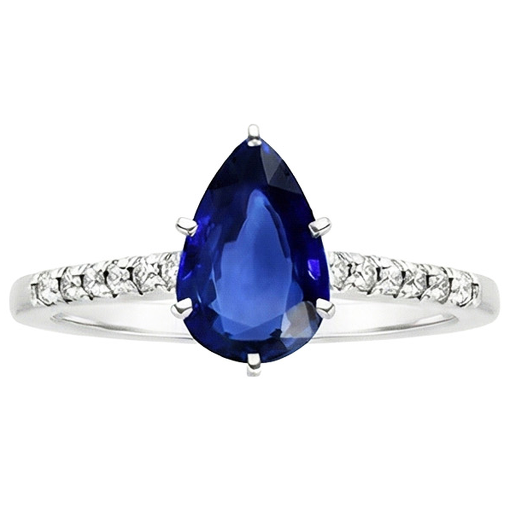 vero pear diamante 5carati anello vista di profilo