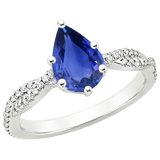 vero pear diamante 5.50carati anello angolo laterale
