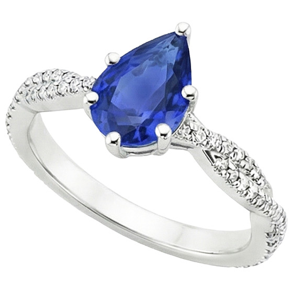 vero pear diamante 5.50carati anello dettaglio ravvicinato