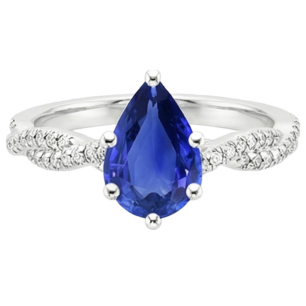vero pear diamante 5.50carati anello vista di profilo