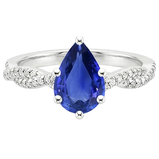 vero pear diamante 5.50carati anello vista di profilo