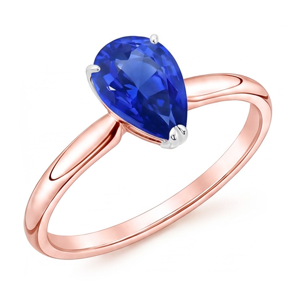 Anello Solitario Pera Zaffiro Sri Lanka 3 Carati