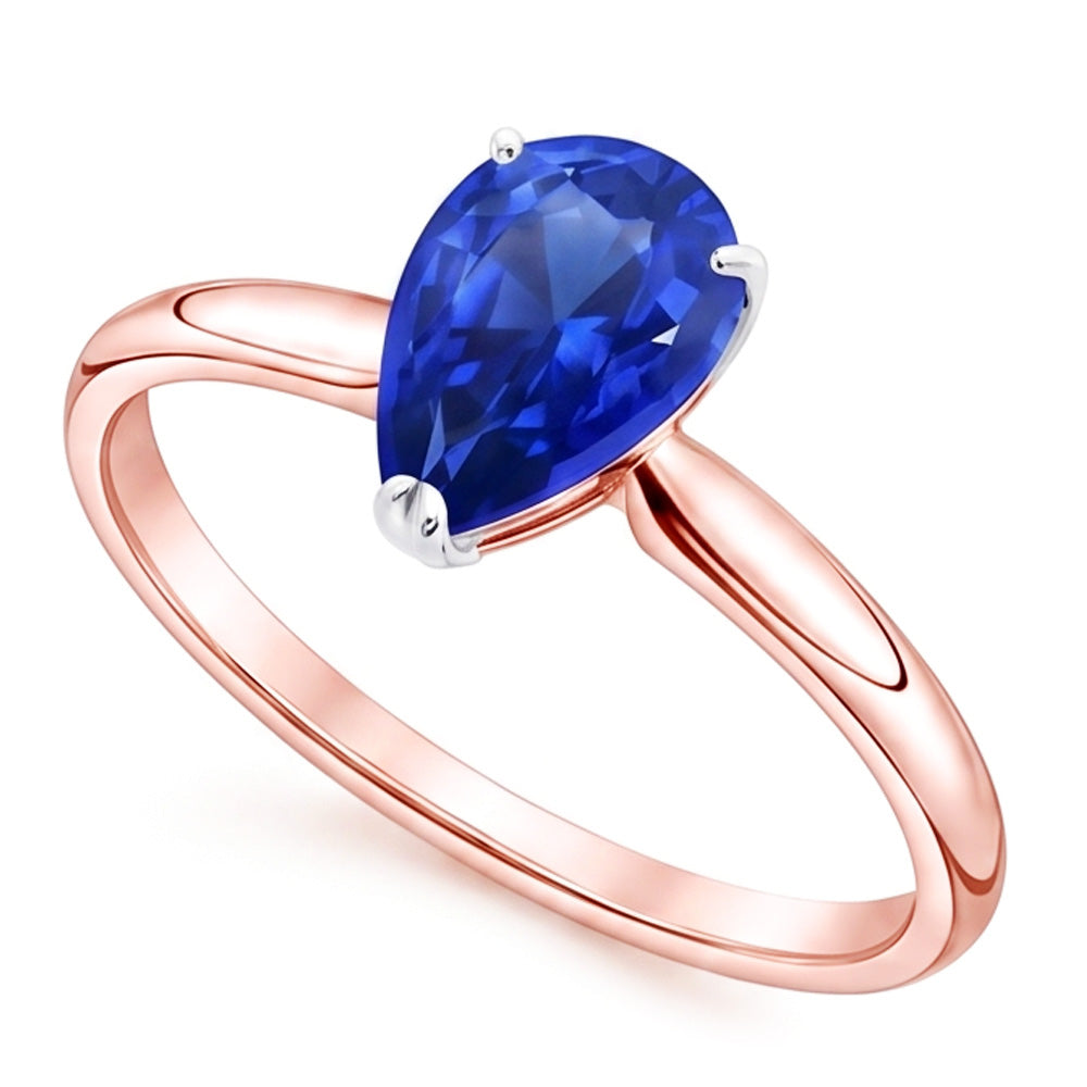Anello Solitario Pera Zaffiro Sri Lanka 3 Carati