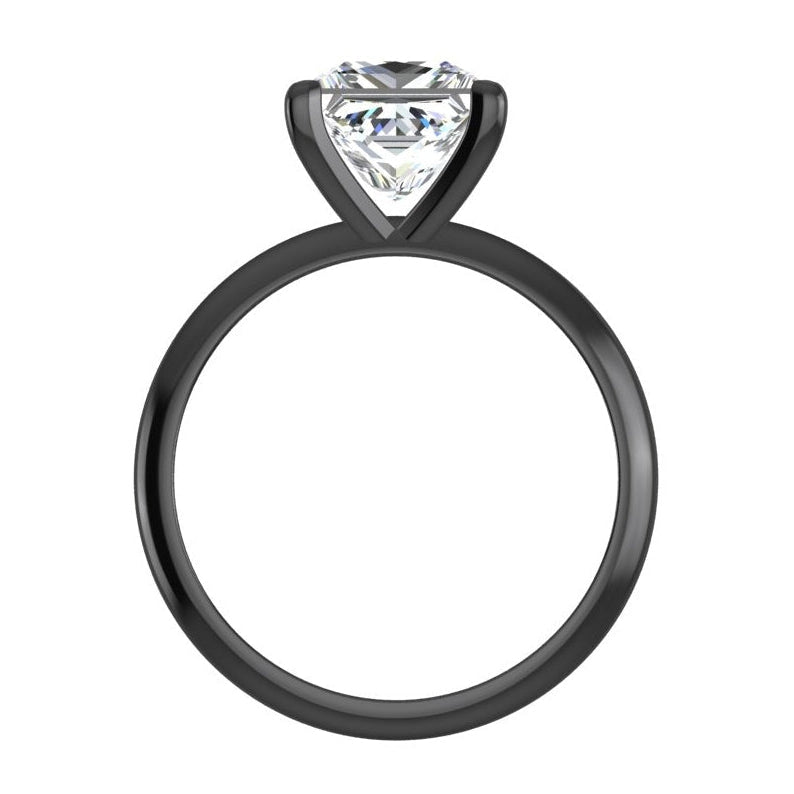 Anello Solitario Princess Naturale Diamond In Oro Nero 2,50 Carati