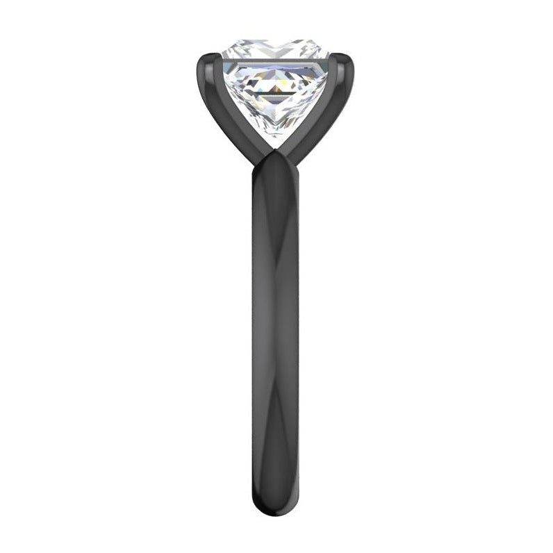 Anello Solitario Princess Naturale Diamond In Oro Nero 2,50 Carati