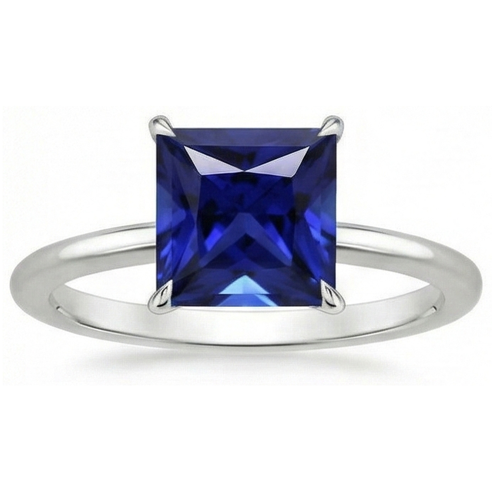 Anello Solitario Principessa Sri Lanka Zaffiro Oro Bianco 5 Carati 14K