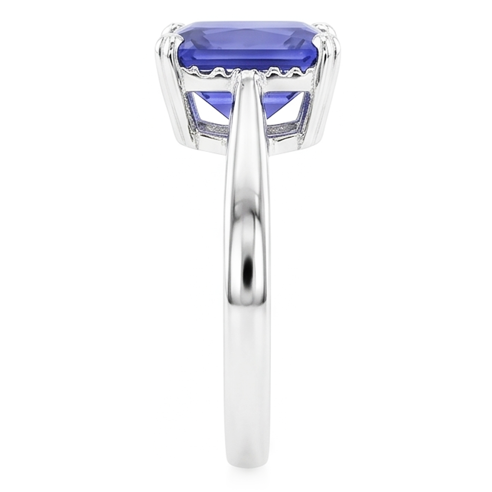 Anello Solitario Radiante 2 Carati Zaffiro Blu Con Gambo Conico Invertito