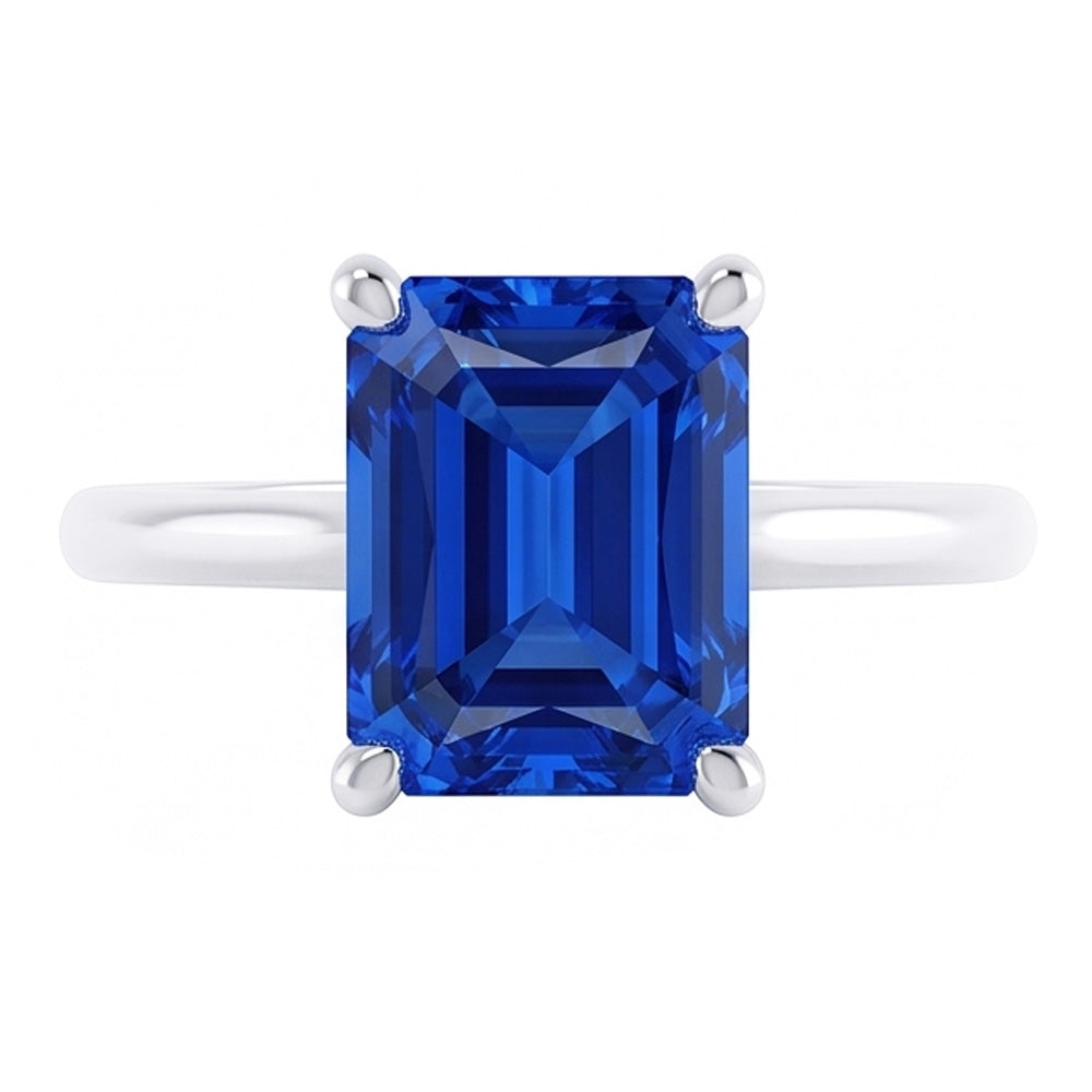 Anello Solitario Radiante con Zaffiro dello Sri Lanka 1.50 Carati Gioielli da Donna