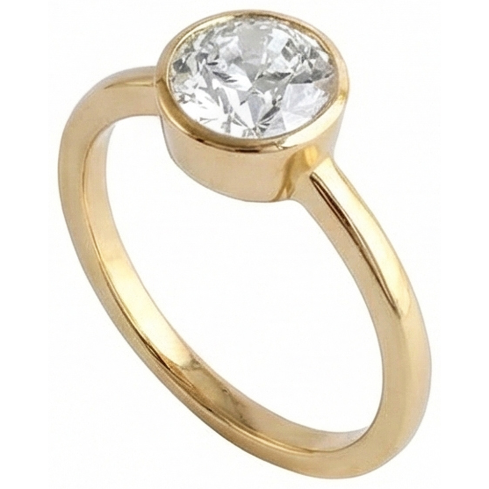 Anello Solitario Rotondo Con Genuino Diamanti Naturali Autentici ( non creati in laboratorio ) Taglio Miniera Incastonato Lunetta 1.5 Carati