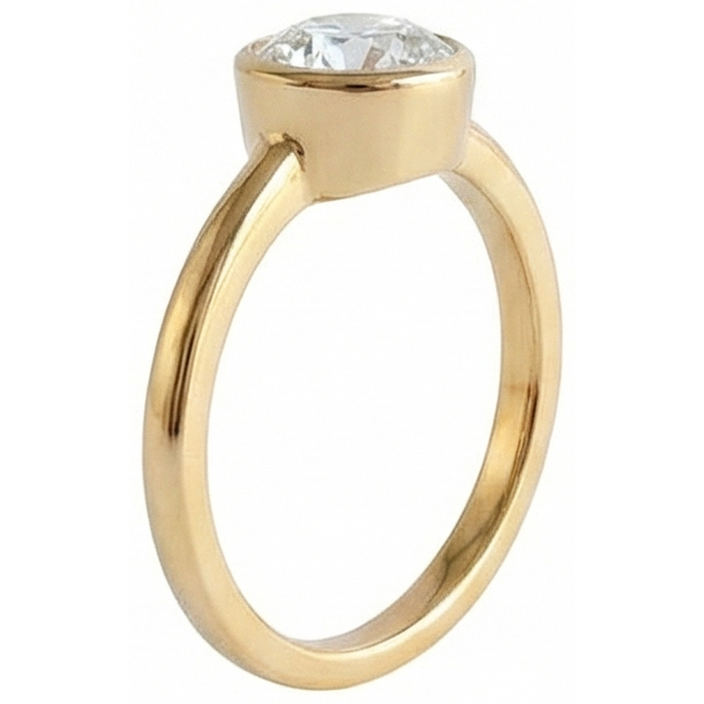 Anello Solitario Rotondo Con Genuino Diamanti Naturali Autentici ( non creati in laboratorio ) Taglio Miniera Incastonato Lunetta 1.5 Carati
