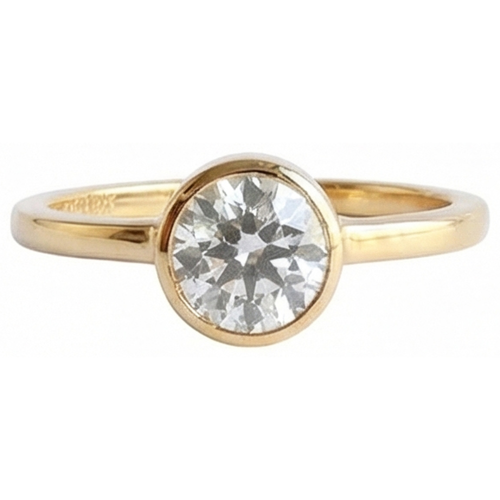 Anello Solitario Rotondo Con Genuino Diamanti Naturali Autentici ( non creati in laboratorio ) Taglio Miniera Incastonato Lunetta 1.5 Carati