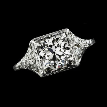 Anello Solitario Rotondo Old Mine Cut Vero Diamond 2 Carati Gioielli Da Donna