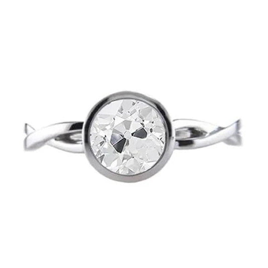 Anello Solitario Round Old Miner Vero Diamond Twisted Style 1.25 Carati