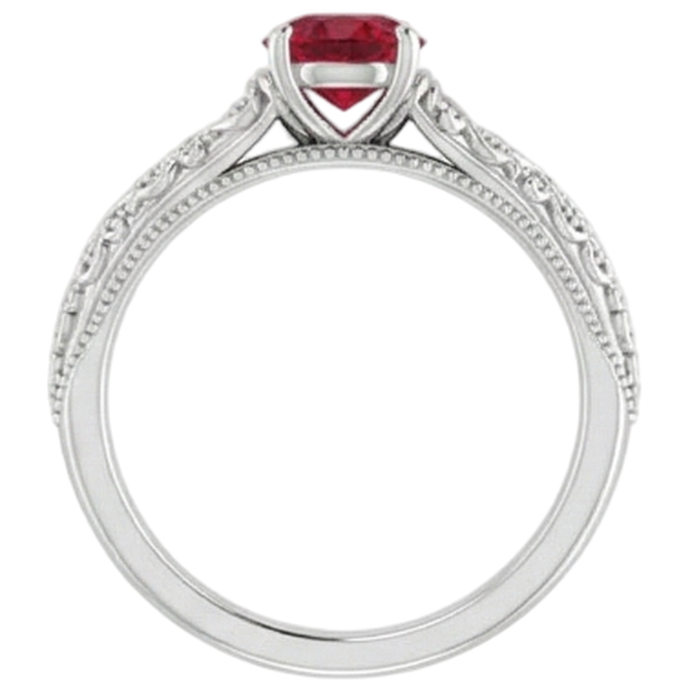 Anello Solitario Rubino 0.75 Carati Stile Antico Nuovo
