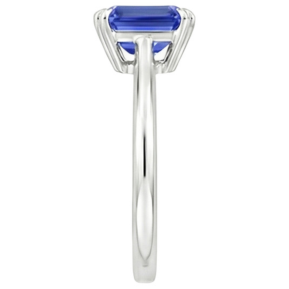 Anello Solitario Smeraldo Blu Zaffiro 3 Carati Oro Bianco 14K