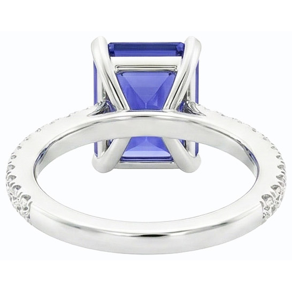 Anello Solitario Smeraldo Con Zaffiro Blu Con Accenti Oro 3 Carati