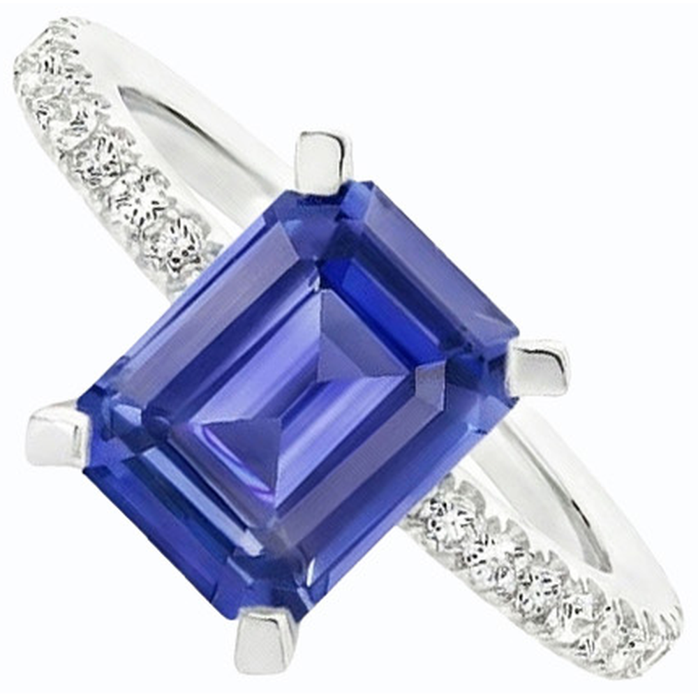 Anello Solitario Smeraldo Con Zaffiro Blu Con Accenti Oro 3 Carati