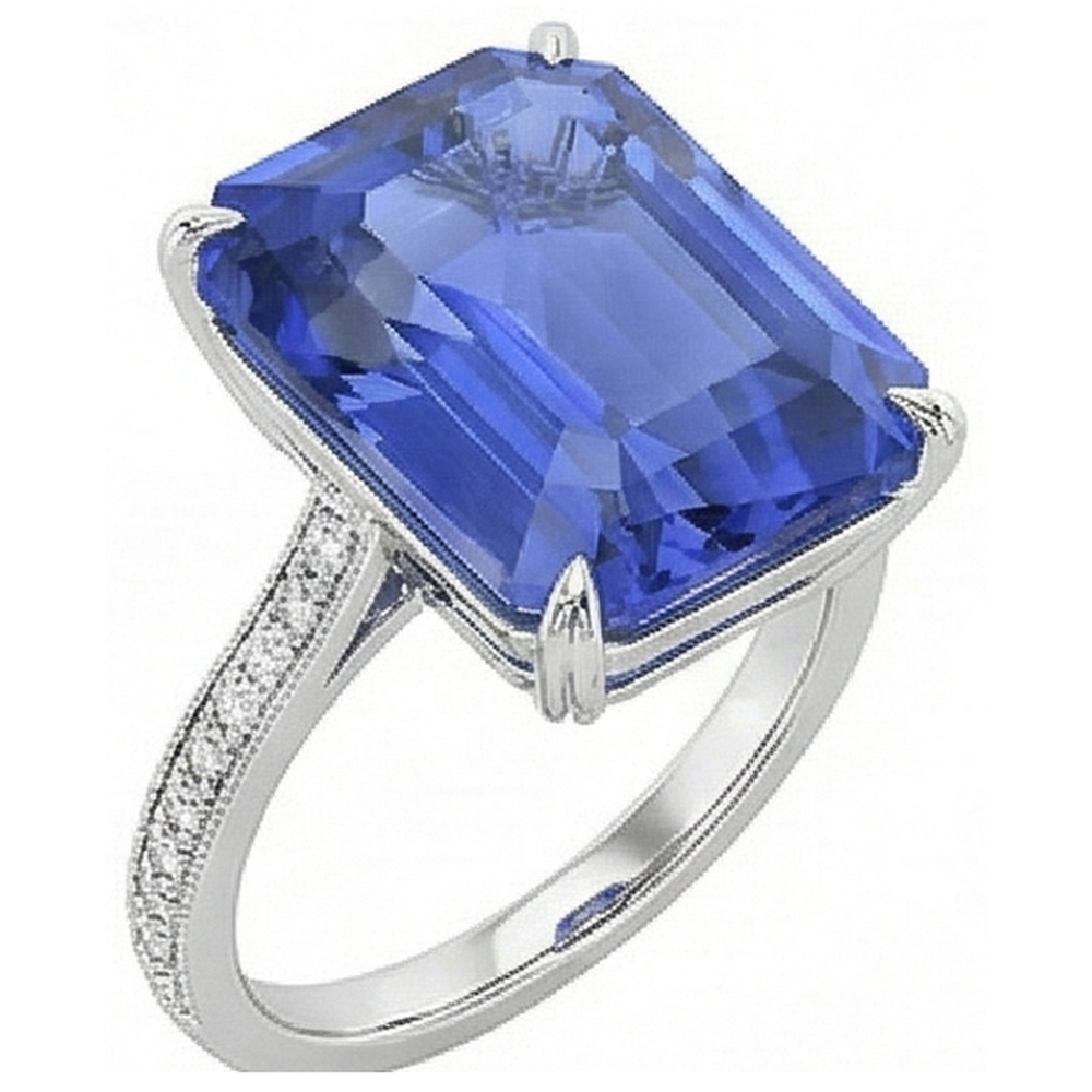 Anello Solitario Smeraldo Zaffiro Ceylon Con Accenti 5 Carati