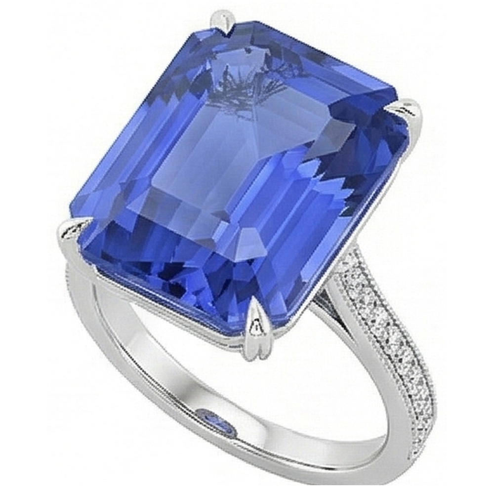 Anello Solitario Smeraldo Zaffiro Ceylon Con Accenti 5 Carati
