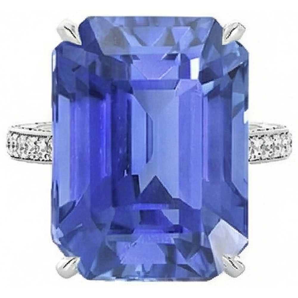 Anello Solitario Smeraldo Zaffiro Ceylon Con Accenti 5 Carati