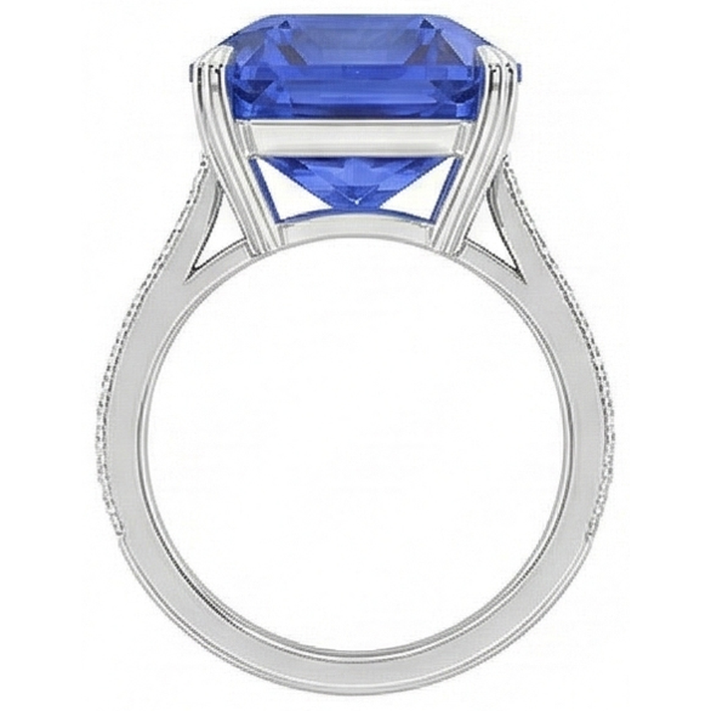 Anello Solitario Smeraldo Zaffiro Ceylon Con Accenti 5 Carati