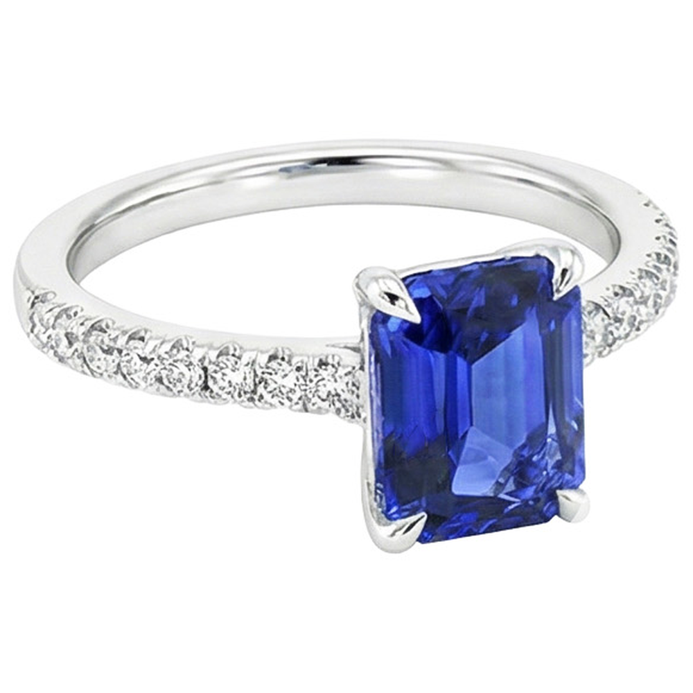vero emerald diamante 4carati anello vista di profilo