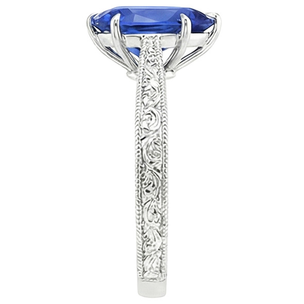 Anello Solitario Stile Antico Taglio Pera Zaffiro Sri Lanka 2 Carati