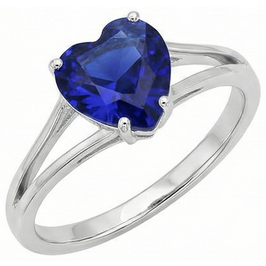Anello Solitario Taglio Cuore Zaffiro Sri Lanka Gambo Spaccato 2.50 Carati
